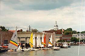 [color photograph, Sailboats at City Dock, Annapolis, Maryland]